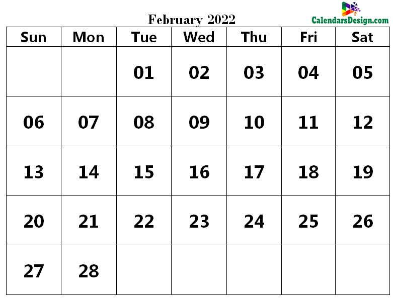 Printable Calendar for February 2022 PDF