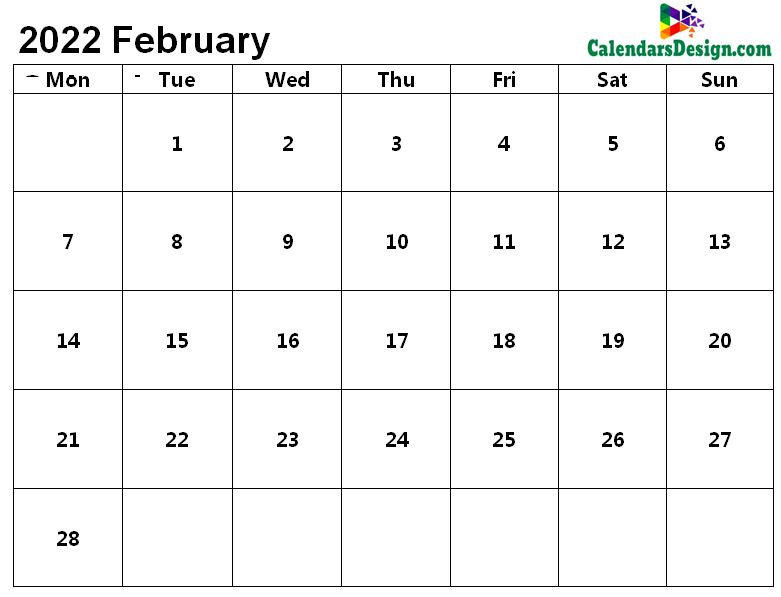 Printable Calendar for February 2022 Page