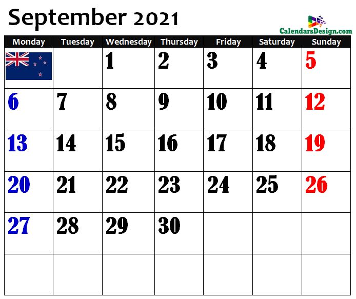 September 2021 New Zealand Calendar