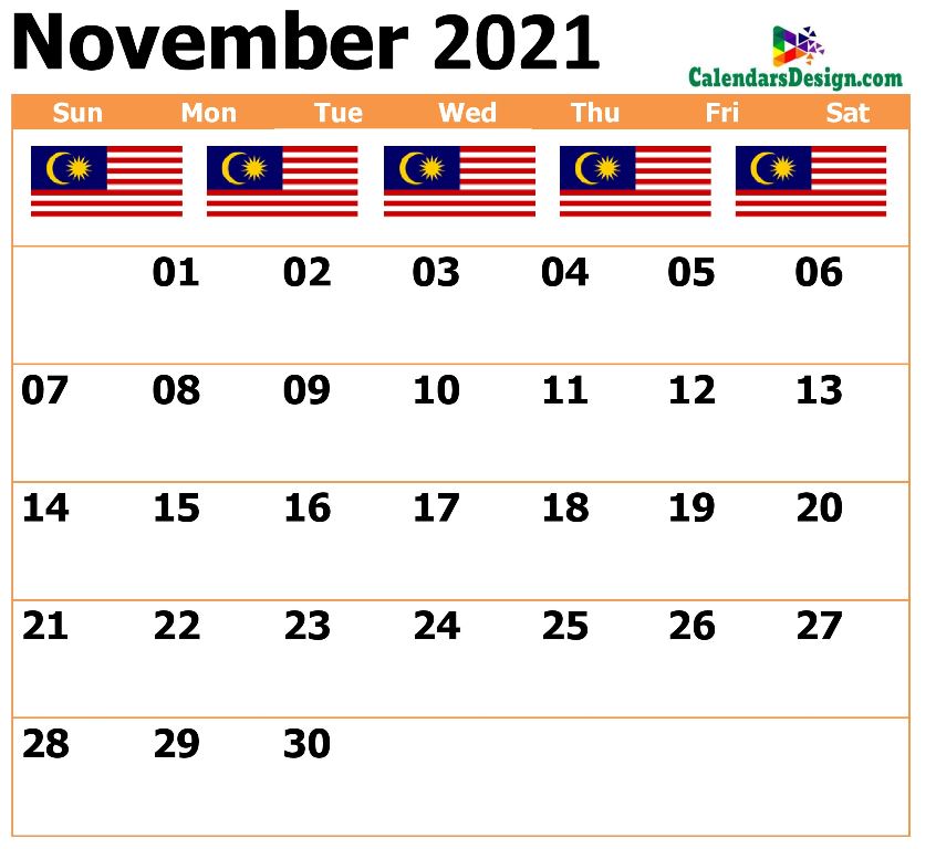 2021 November Malaysia Calendar