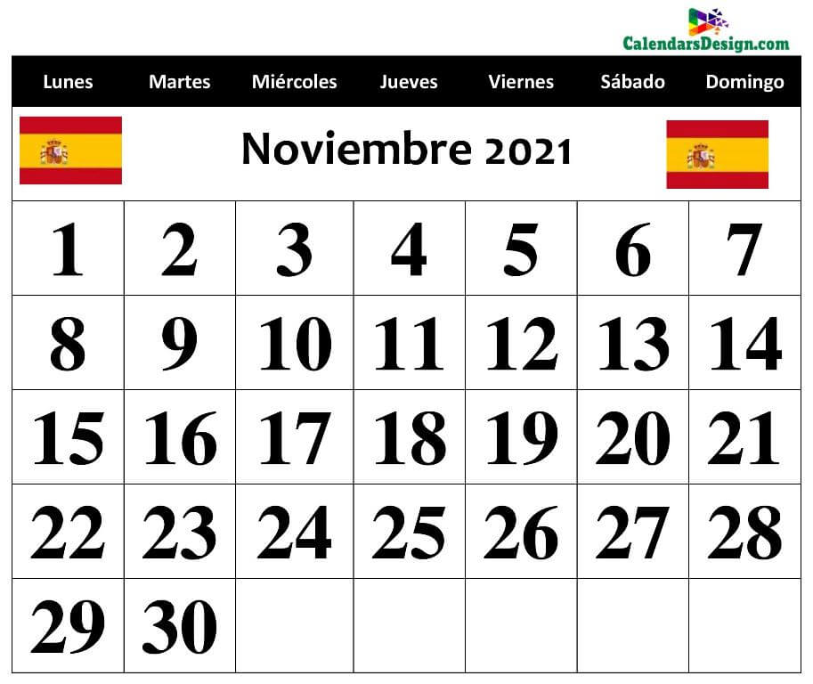Calendario mensual gratuito de noviembre de 2021