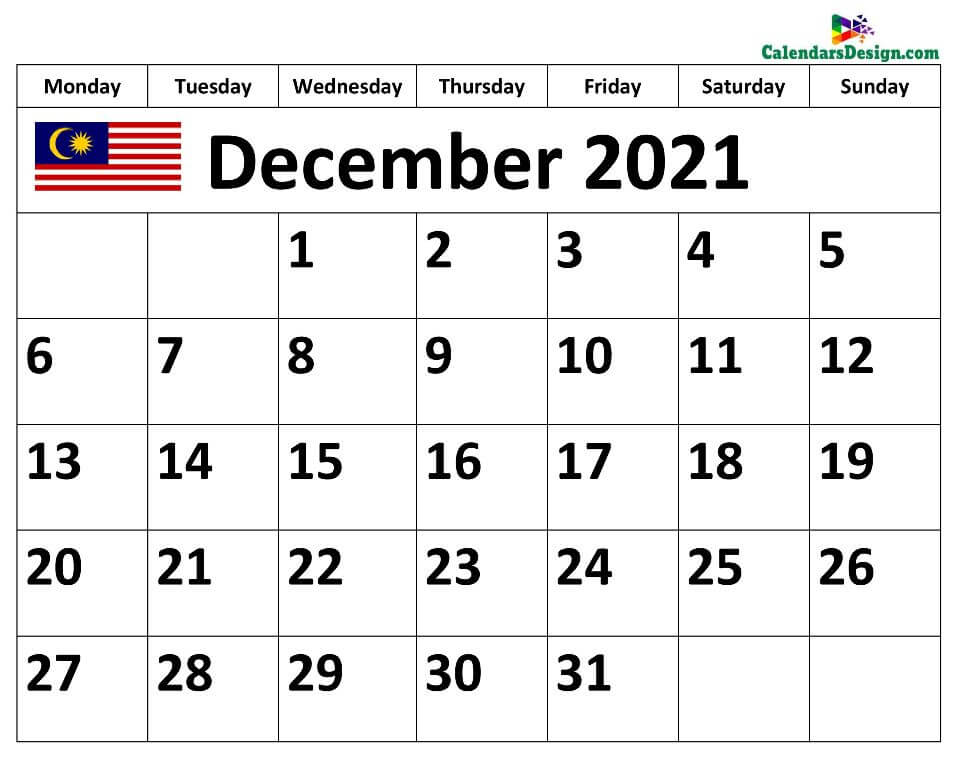 December 2021 Calendar Malaysia