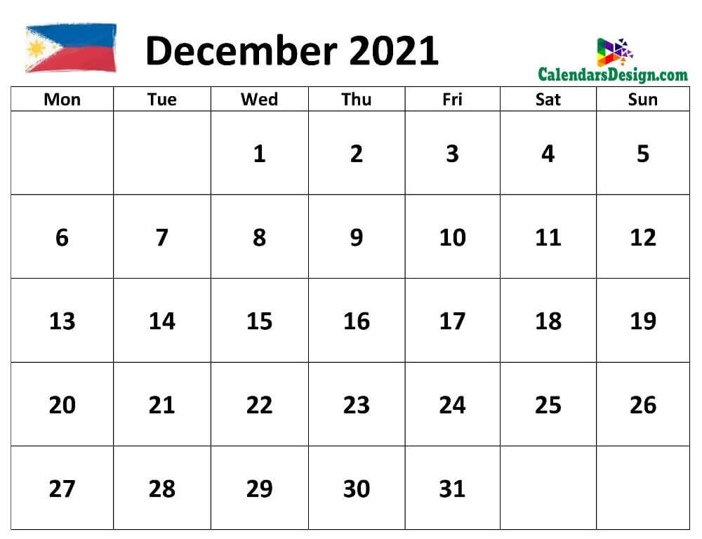 December 2021 Calendar Philippines