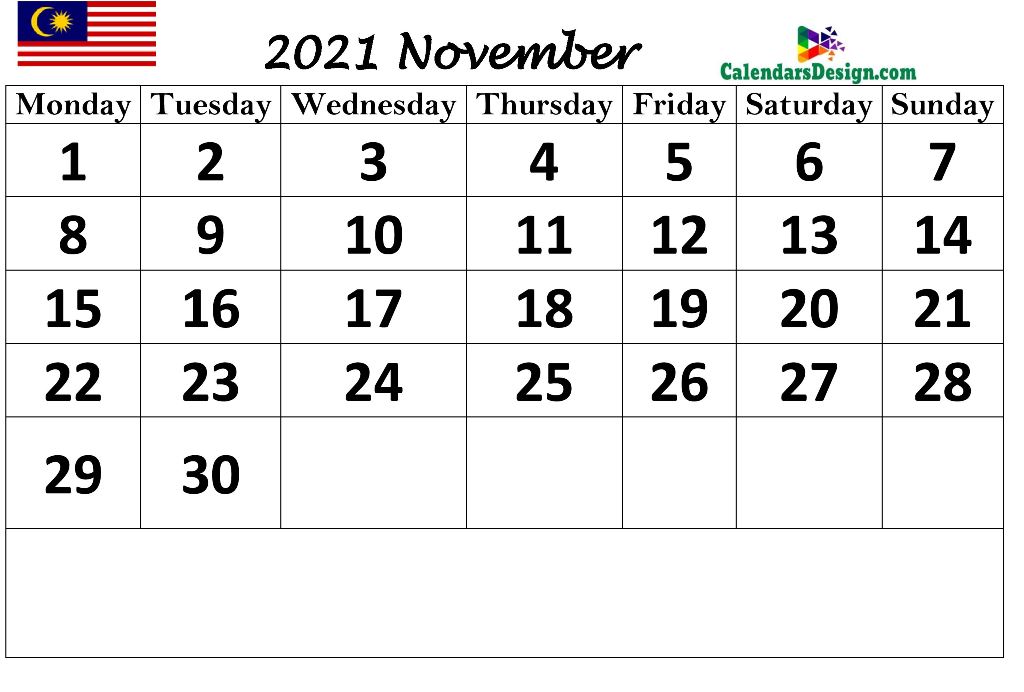Malaysia Nov 2021 calendar