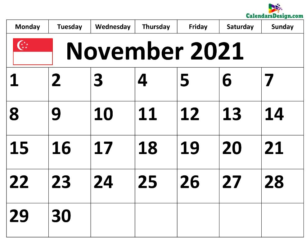 November 2021 Singapore calendar