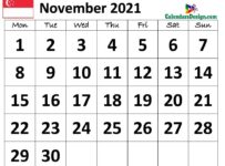 November Calendar 2021 Singapore
