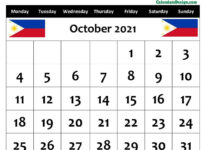 October Calendar 2021 Philippines with Holidays