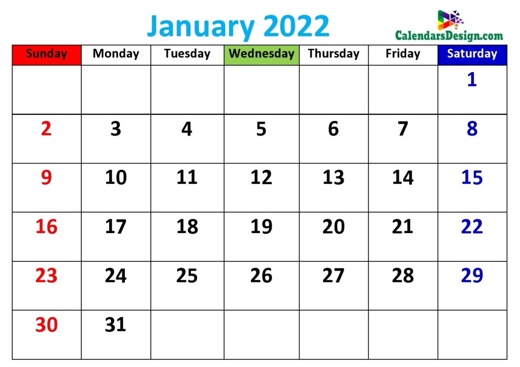 Cute Calendar for January 2022