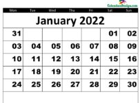 January 2022 excel template