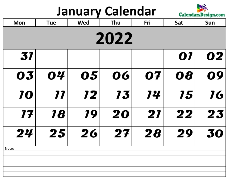 January 2022 pdf calendar
