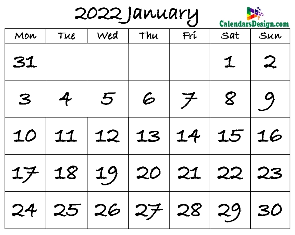 January Calendar 2022 PDF