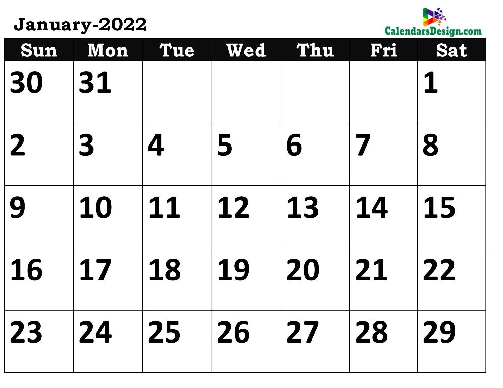 January Calendar 2022 Template
