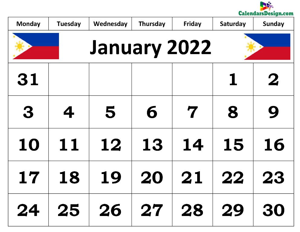 January 2022 Philippines Calendar
