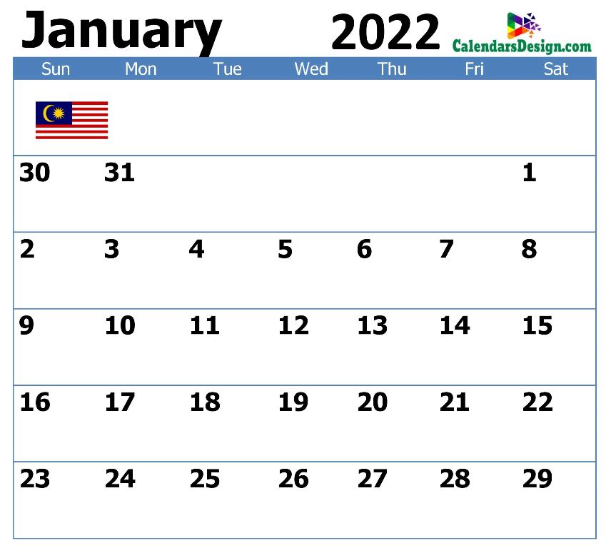Malaysia January 2022 calendar