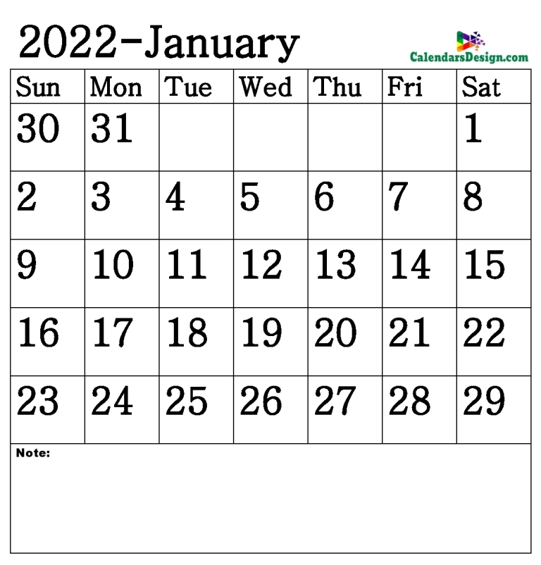 Vertex January Calendar 2022 Printable