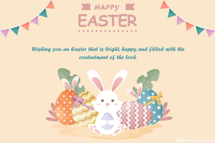 happy easter day greeting card with bunny