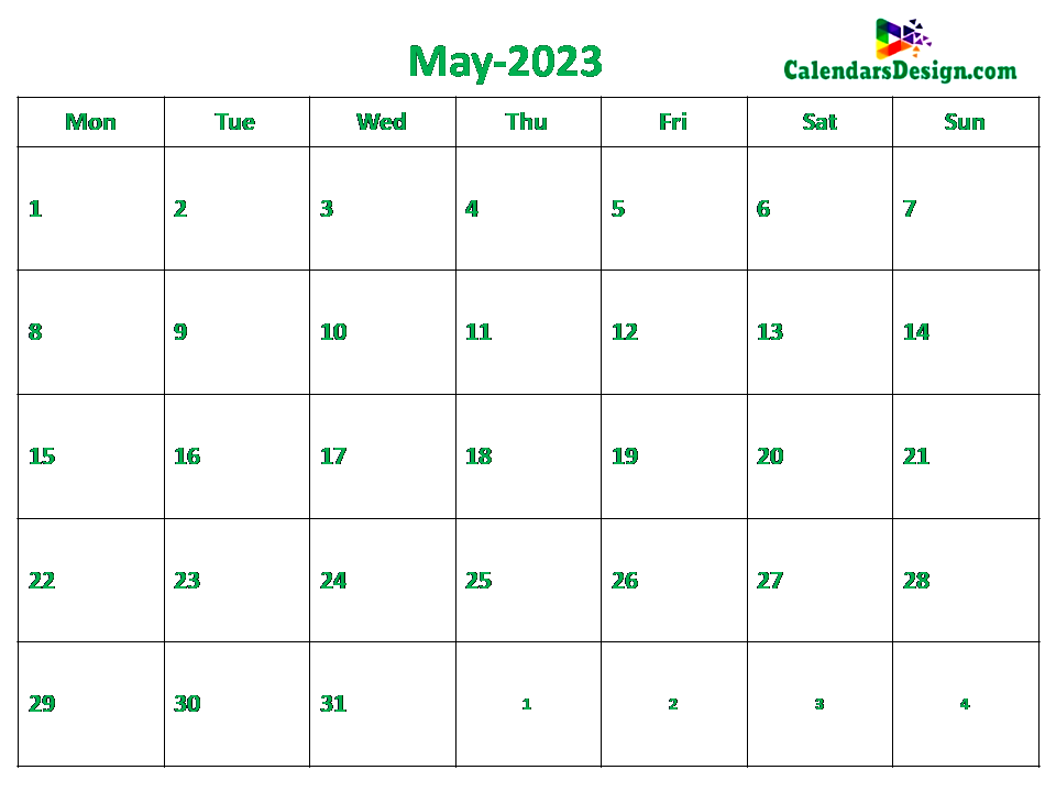 2023 Calendar May Excel Templates