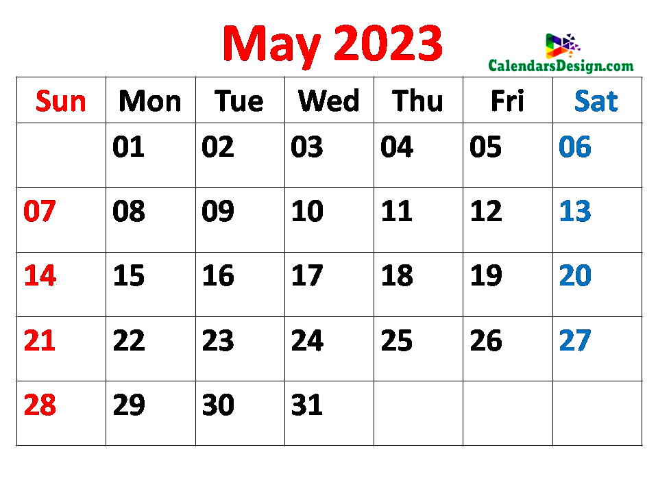2023 May Calendar