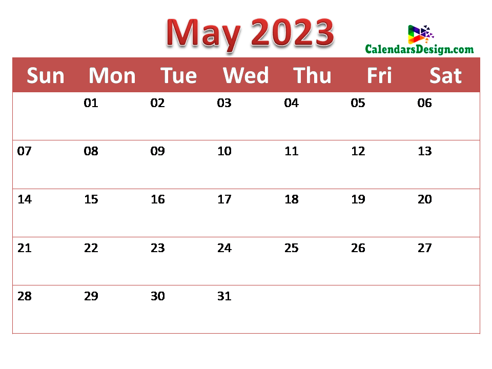 May 2023 Monthly calendar
