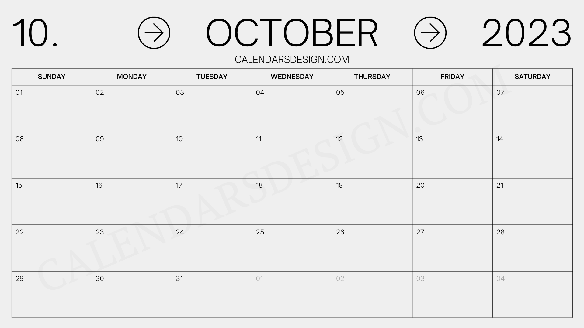 Calendar October 2023