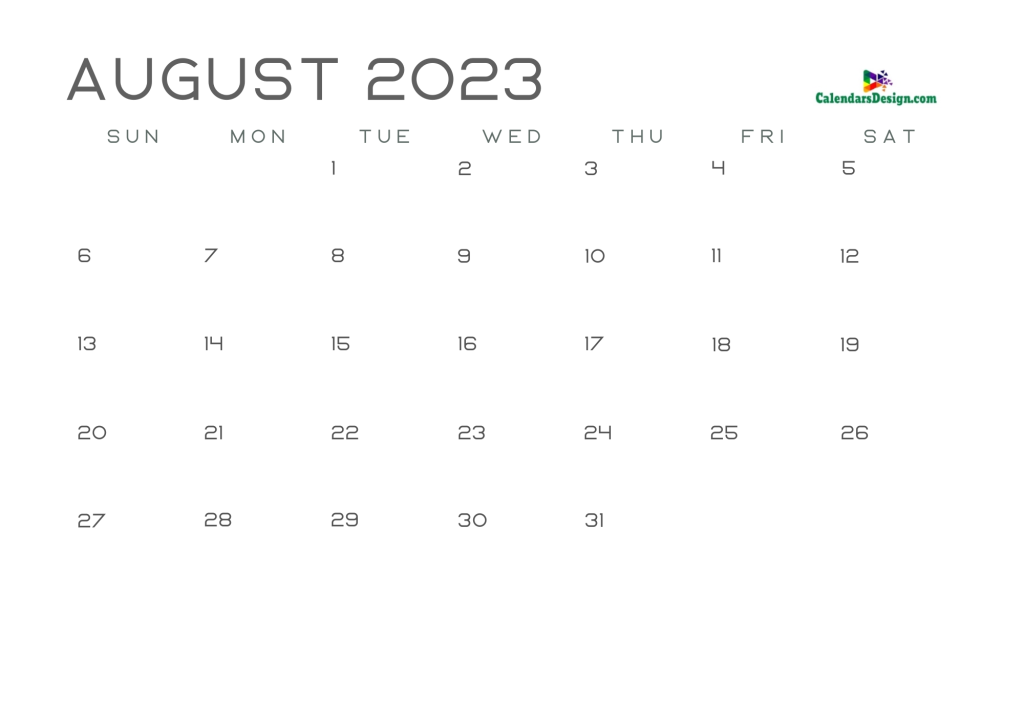 Calendar Printable August 2023