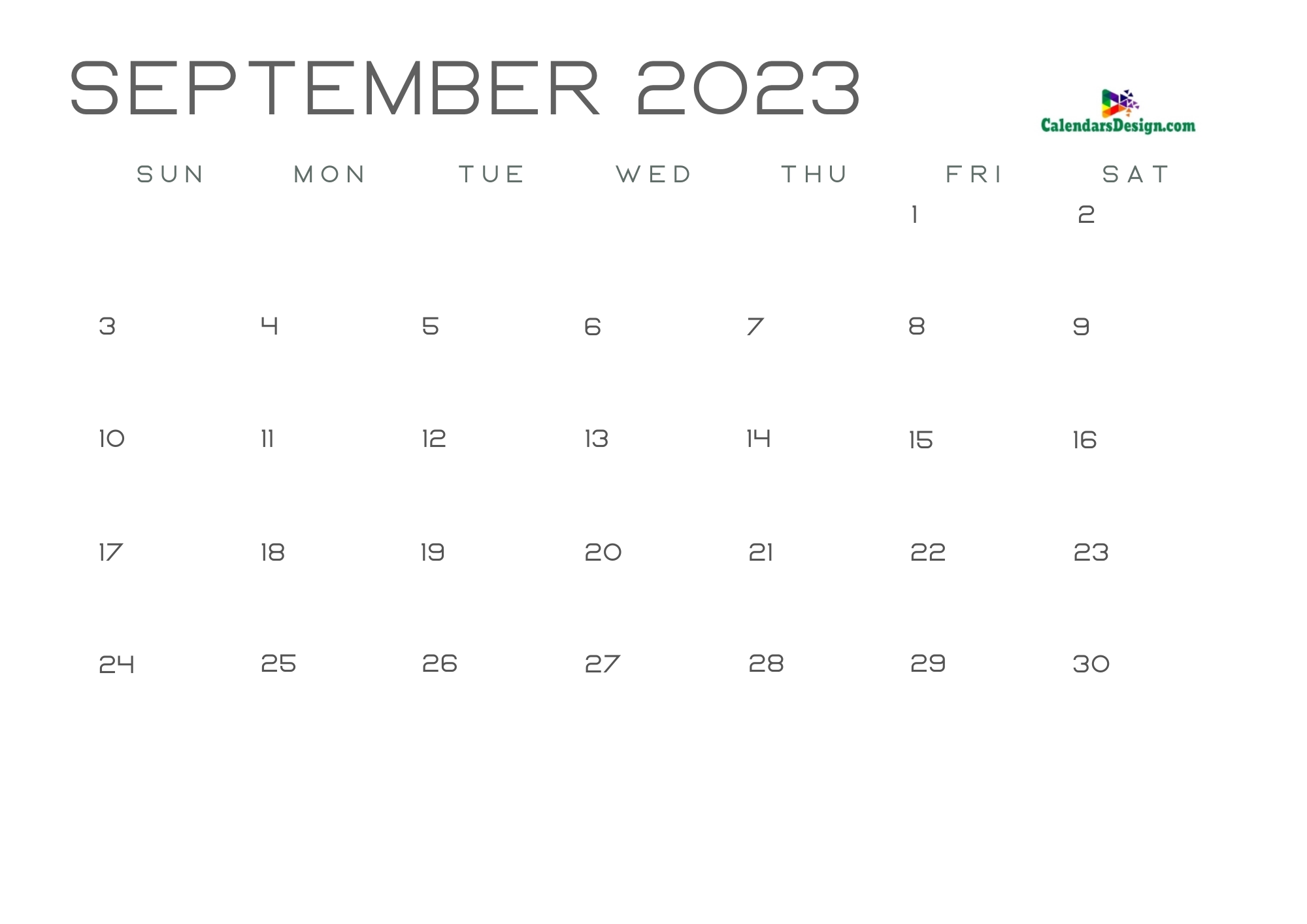Calendar Printable September 2023