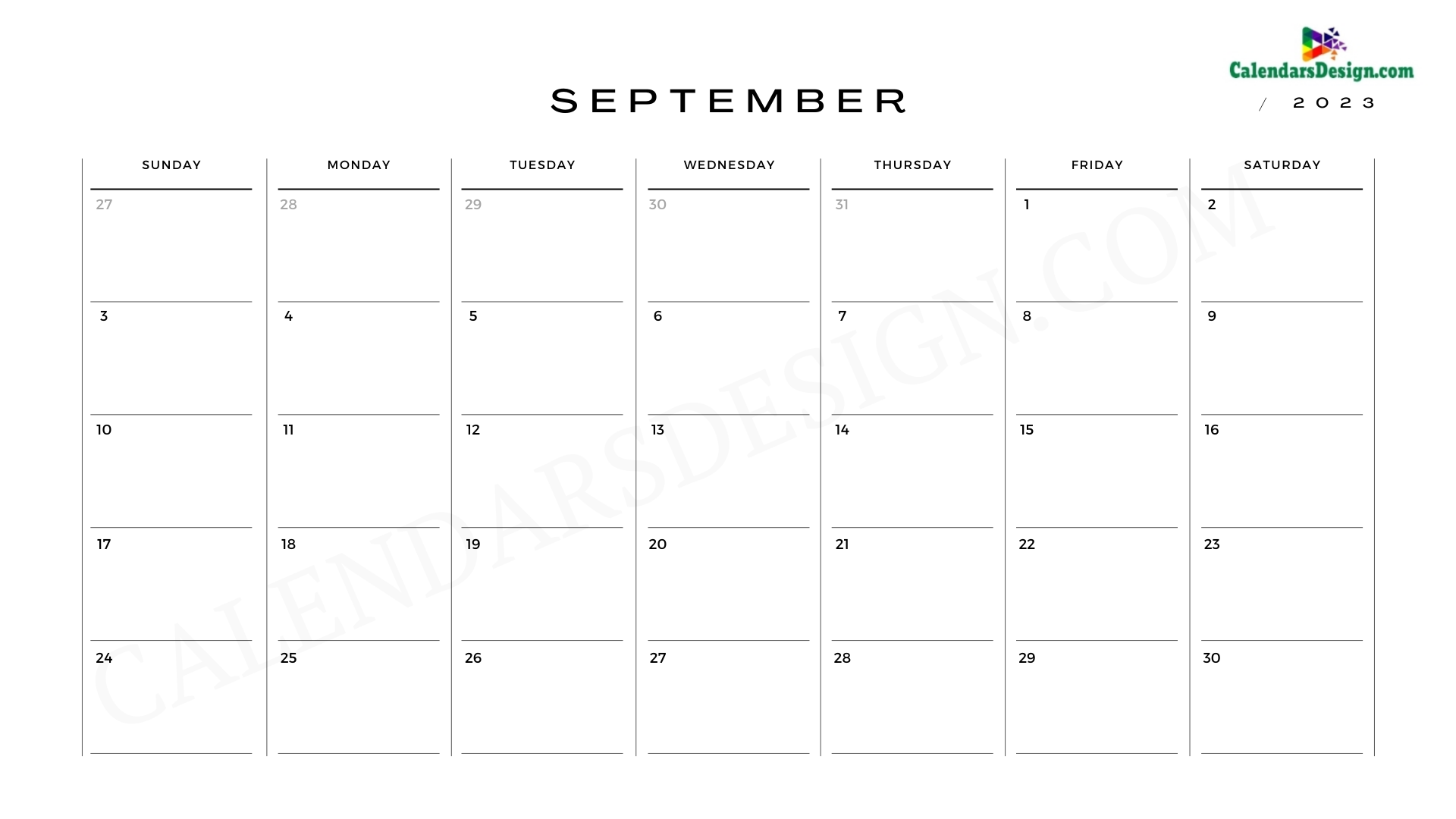 Calendar for September 2023