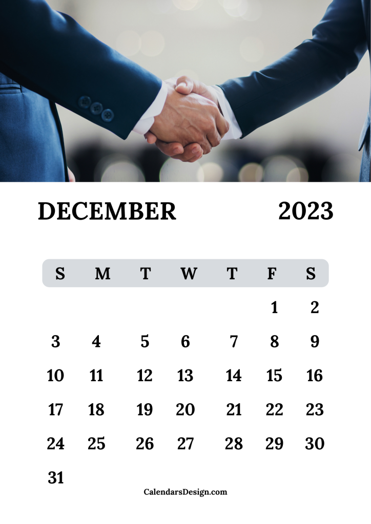 December Calendar 2023 printable online