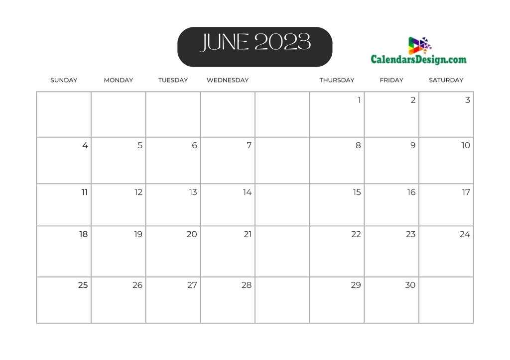 June Calendar 2023 Template