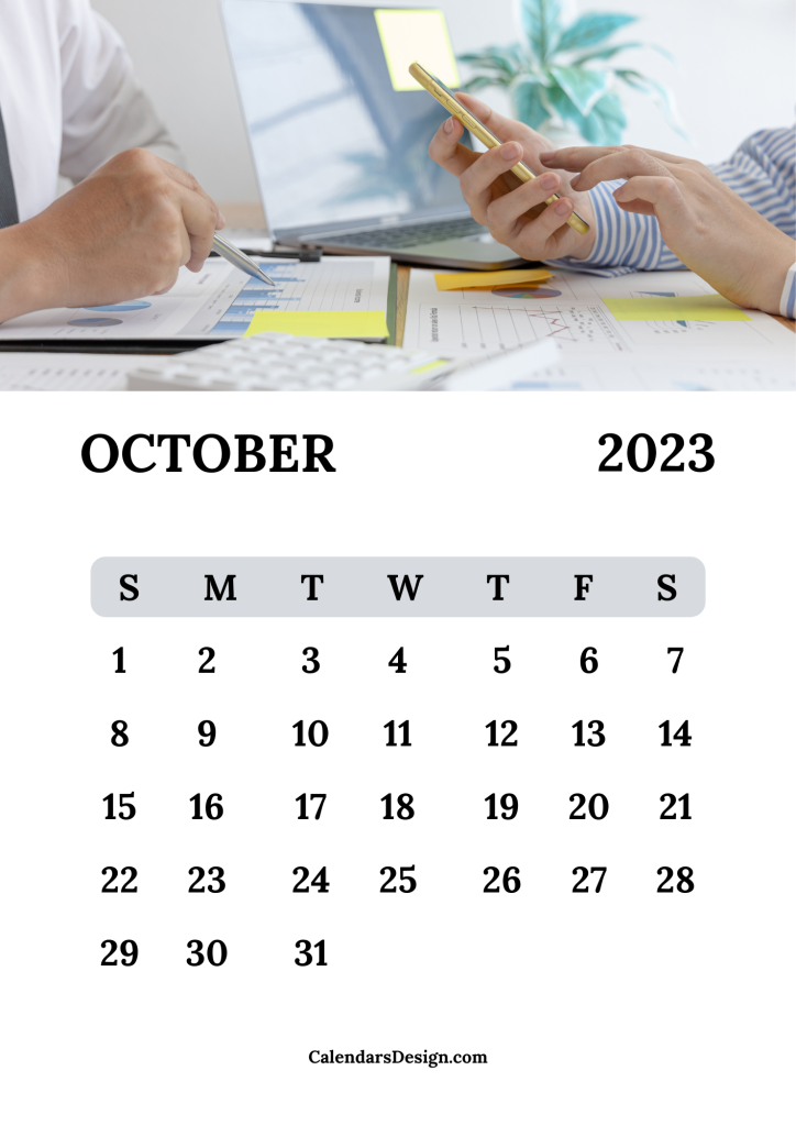 October Calendar 2023 printable online