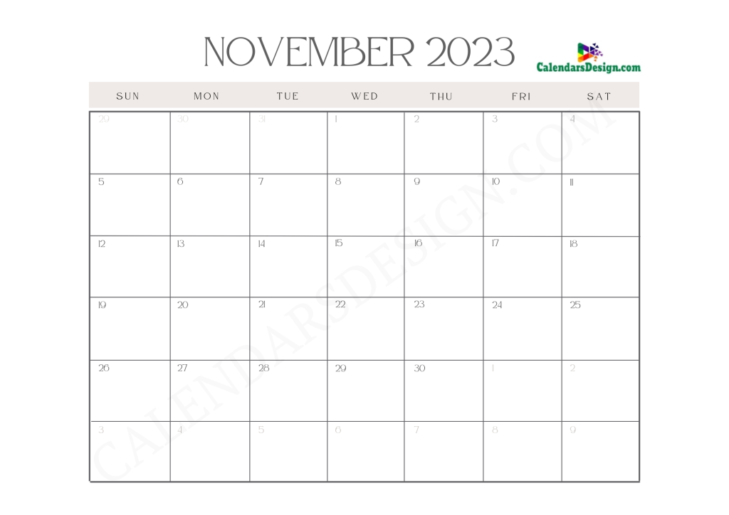 Print November Calendar 2023