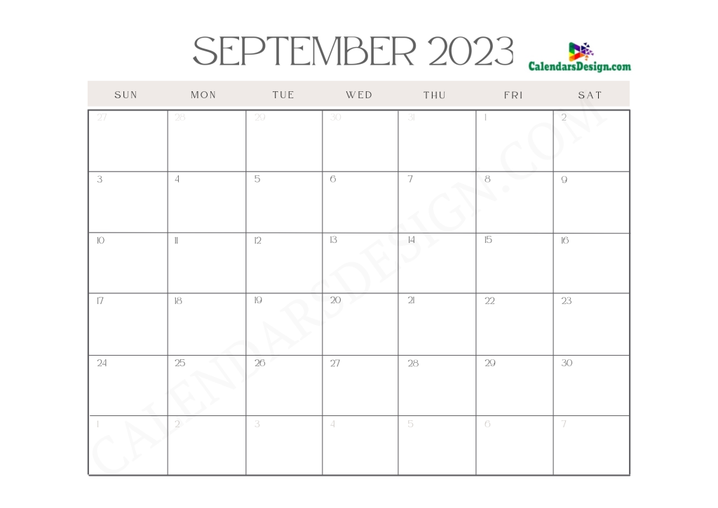 Print September Calendar 2023