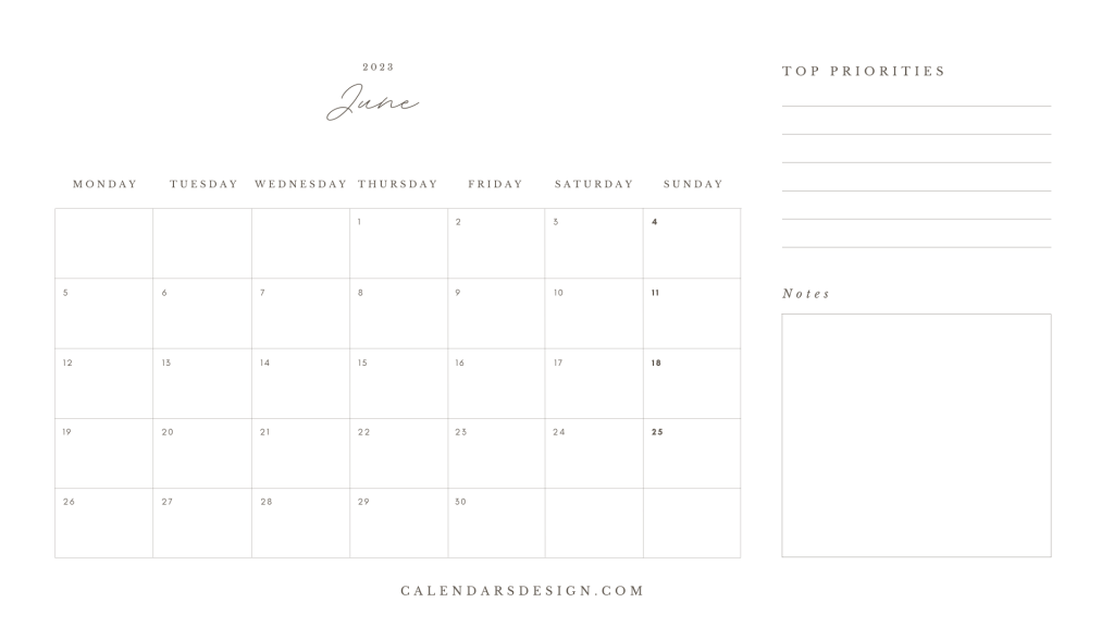 Printable Calendar for June 2023