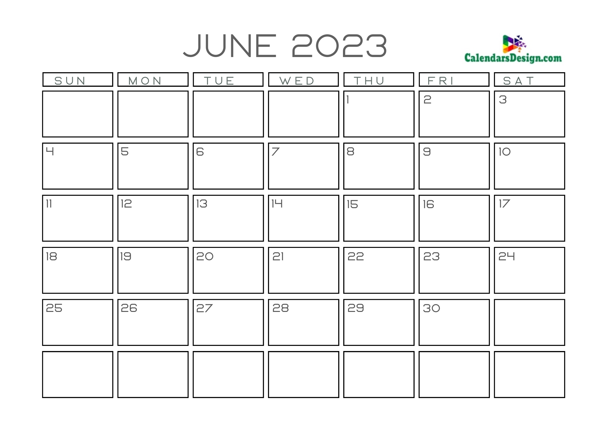 free June calendar 2023 printable
