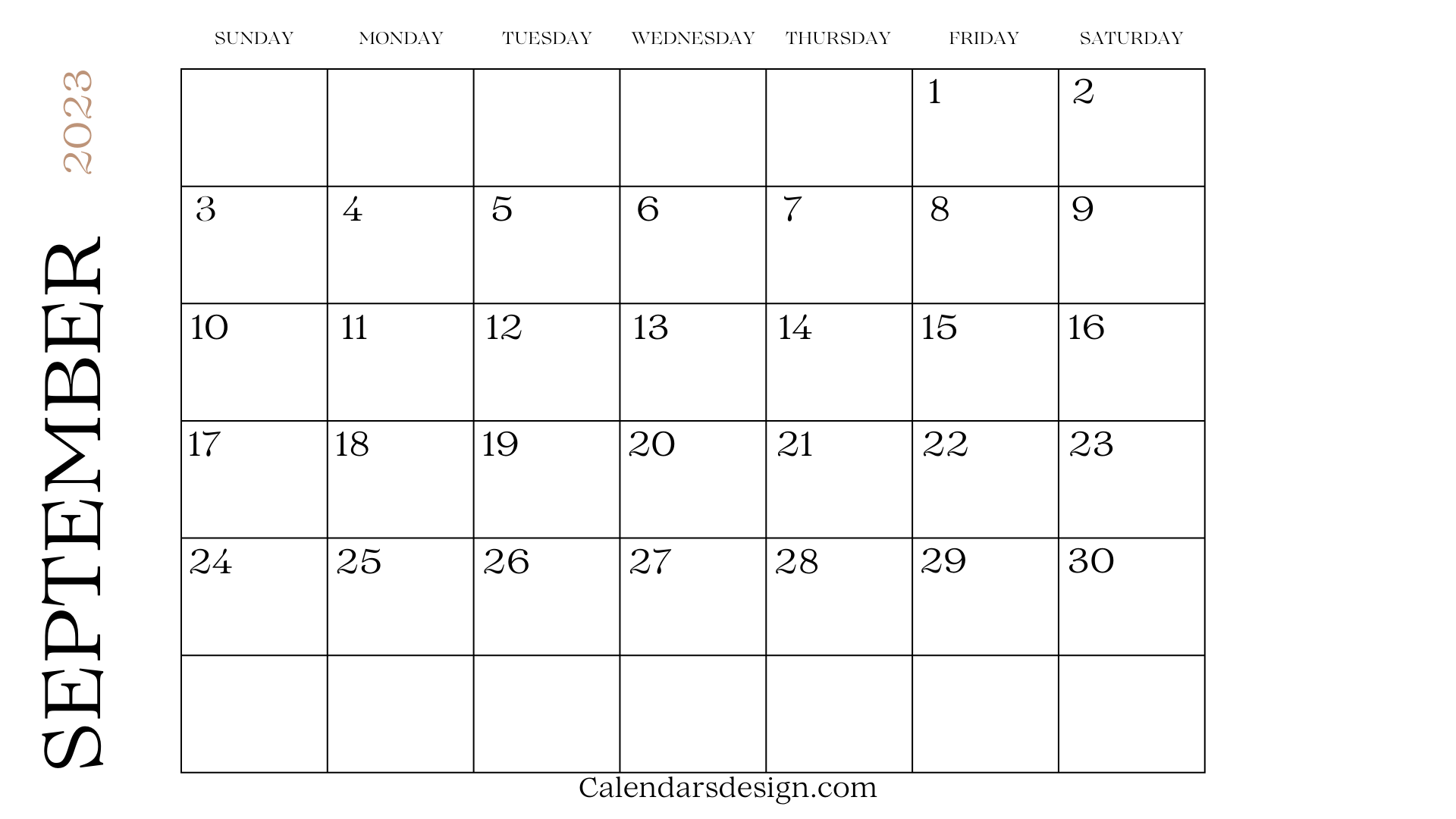 2023 September Printable Calendar PDF