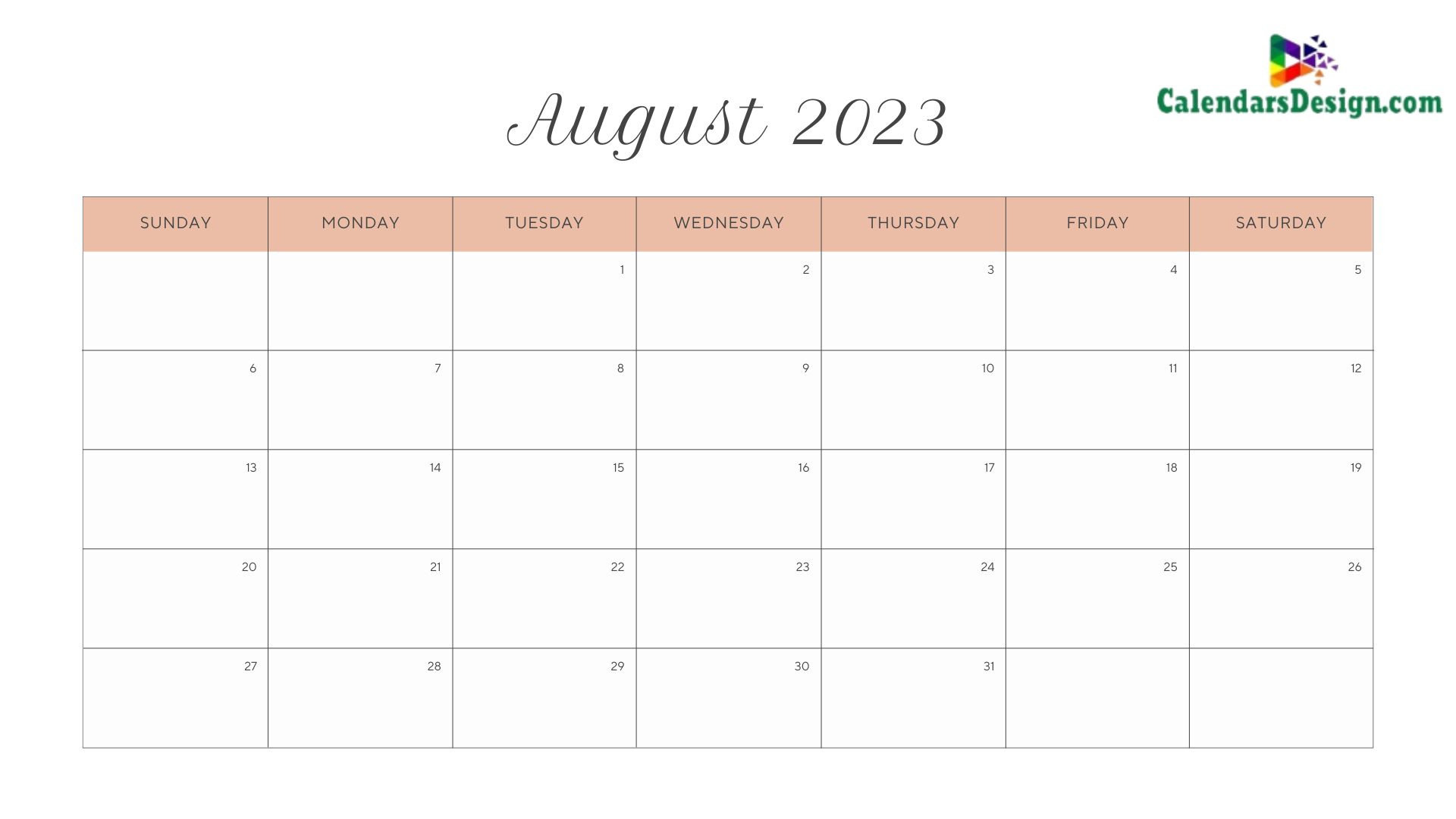 August 2023 Calendar Cute