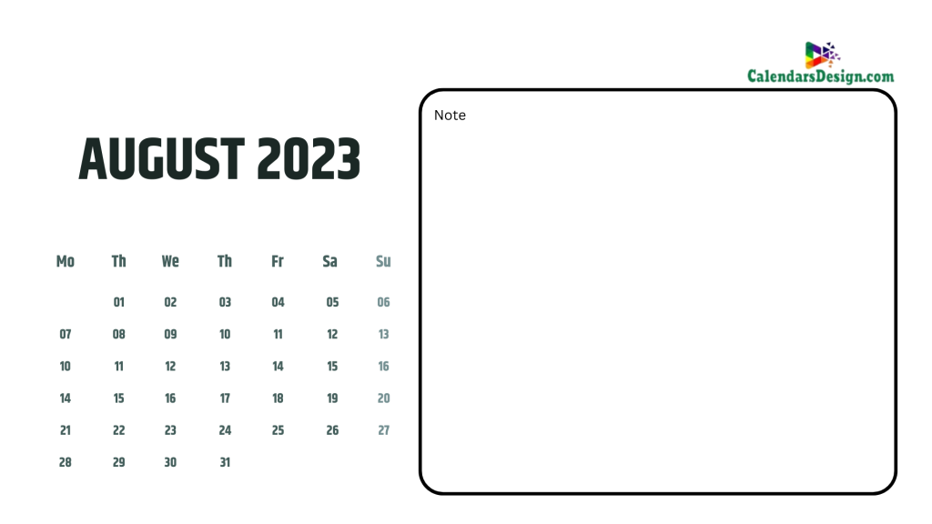 August 2023 calendar pdf to print