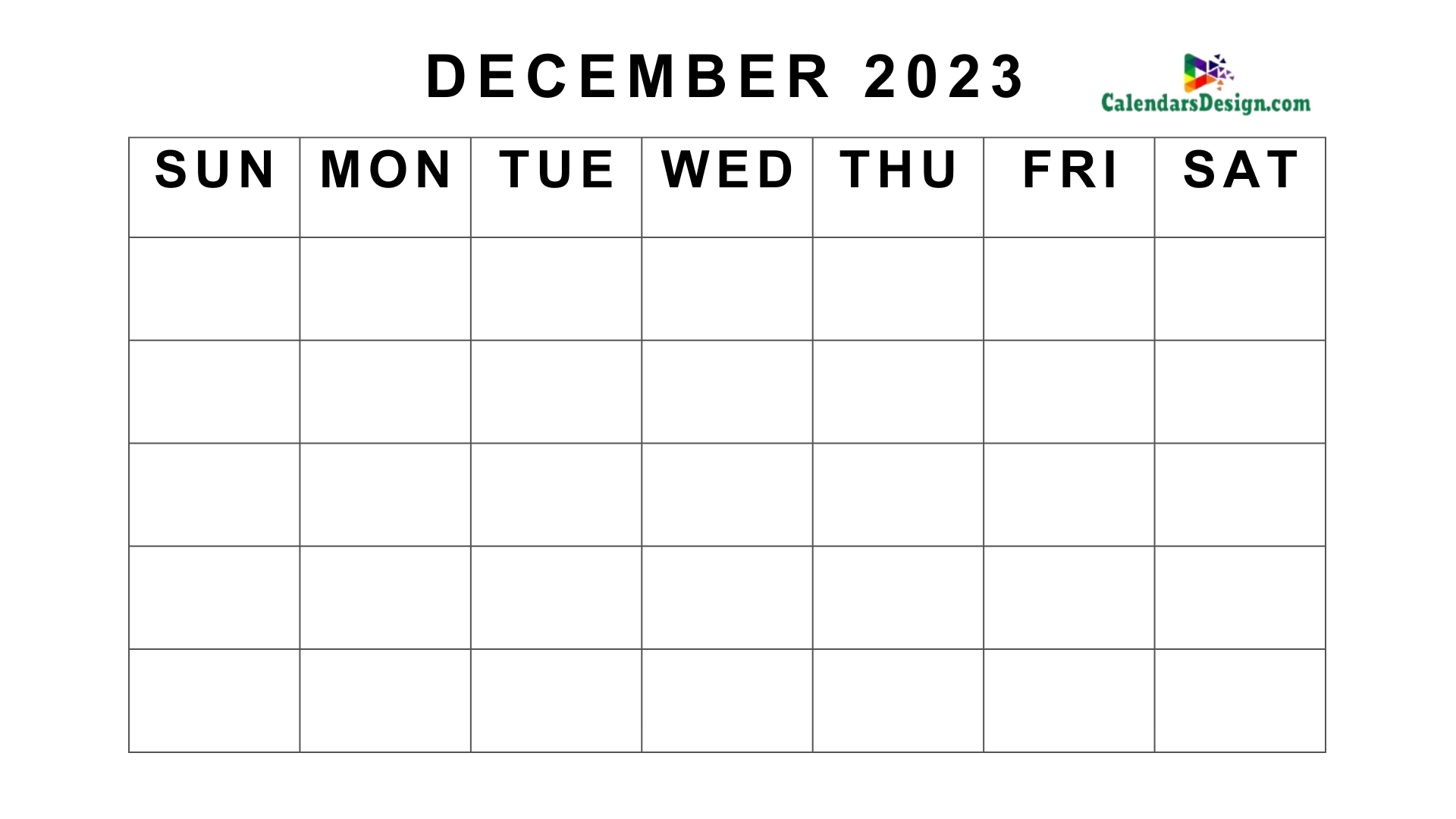 Blank Calendar for December Month