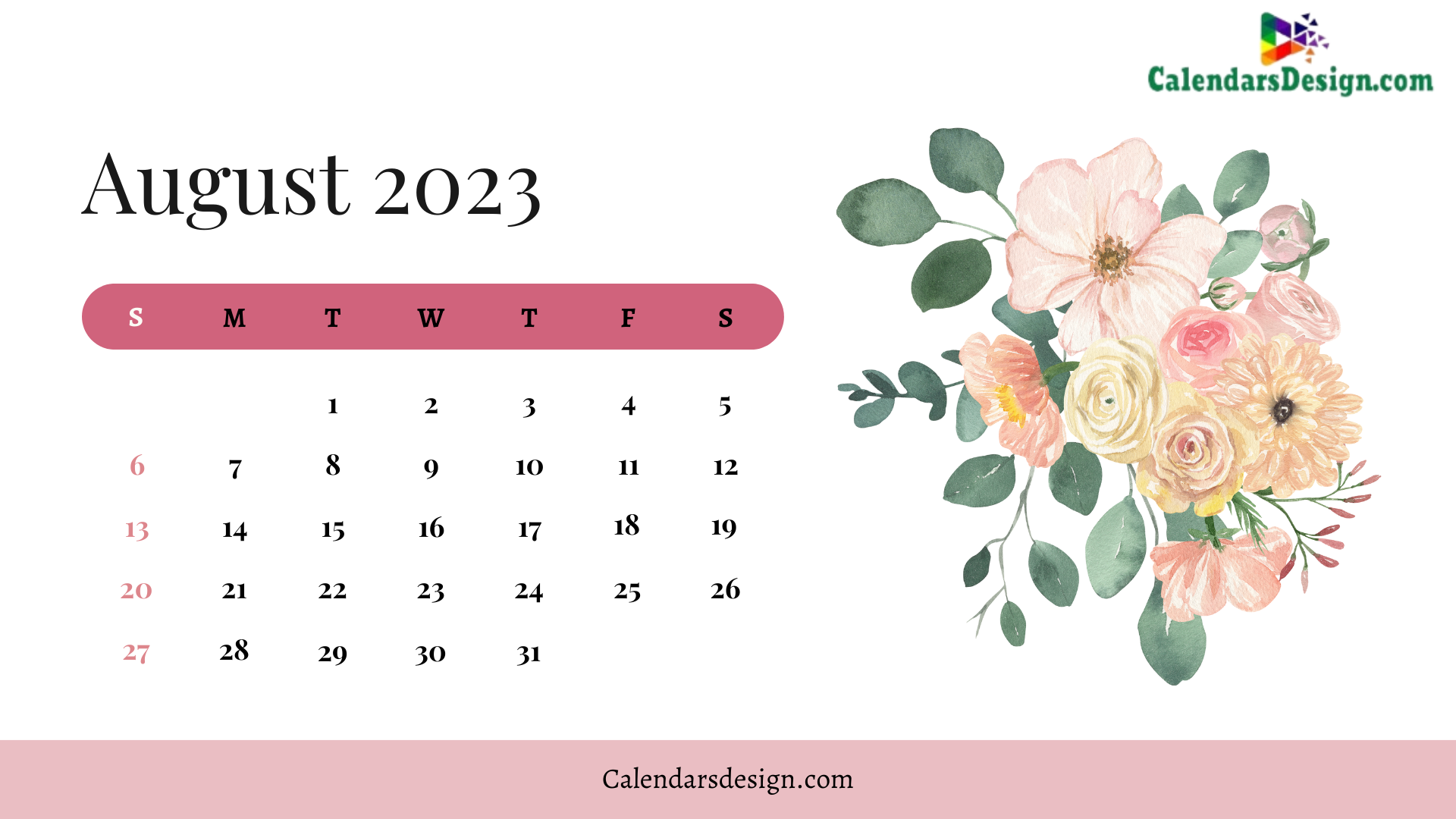 Cute Calendar for August 2023