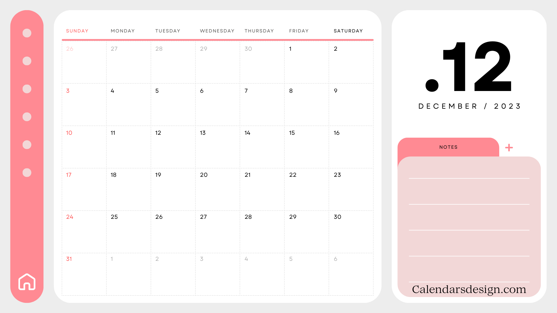 December 2023 Calendar in PDF
