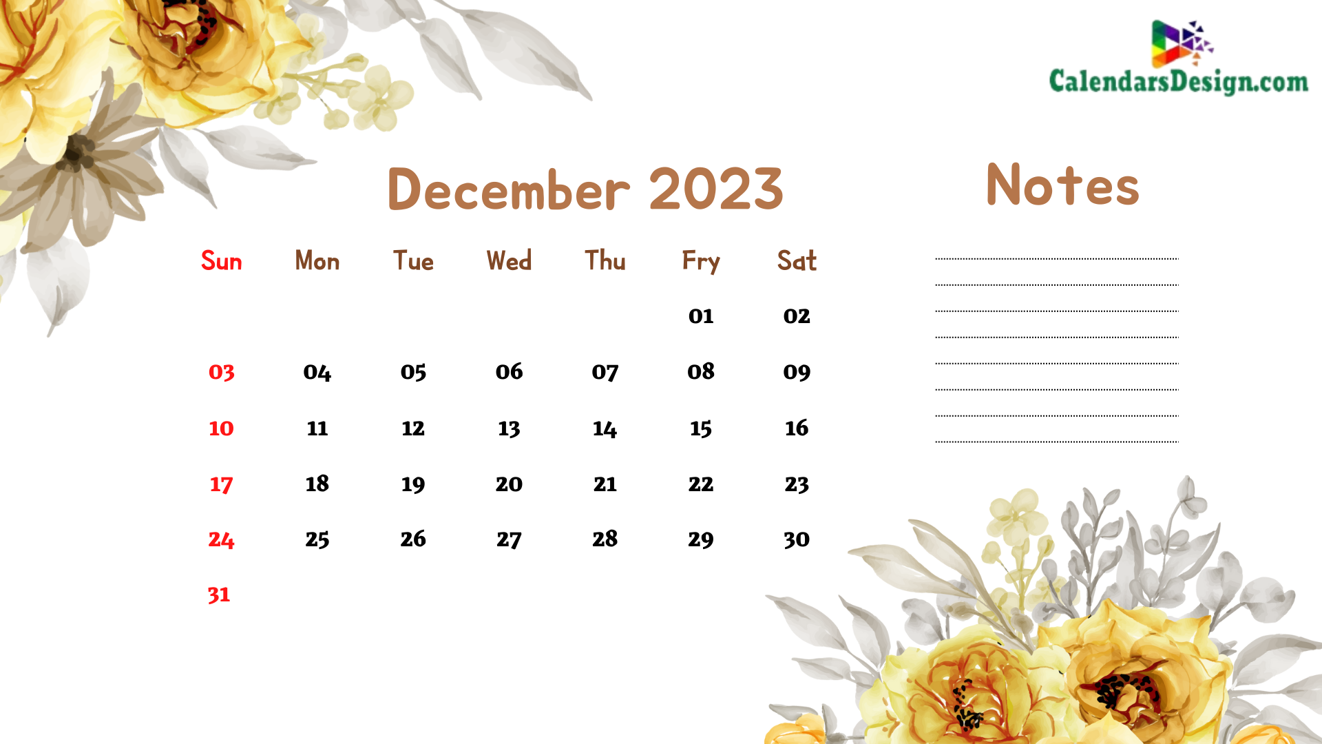 December 2023 Wall Calendar For Office