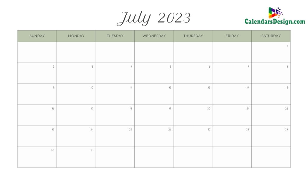 July 2023 Calendar Cute
