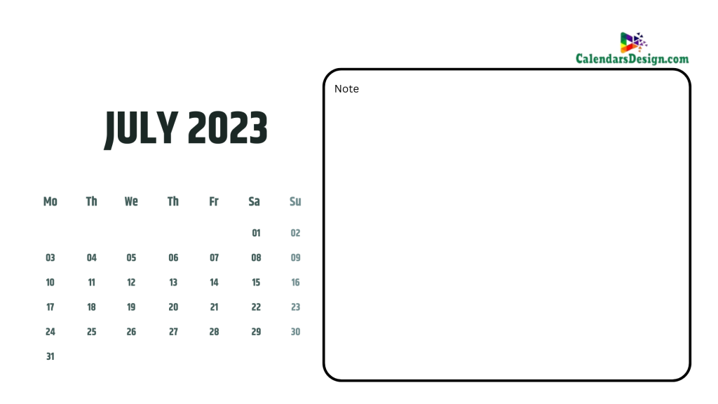 July 2023 calendar pdf to print