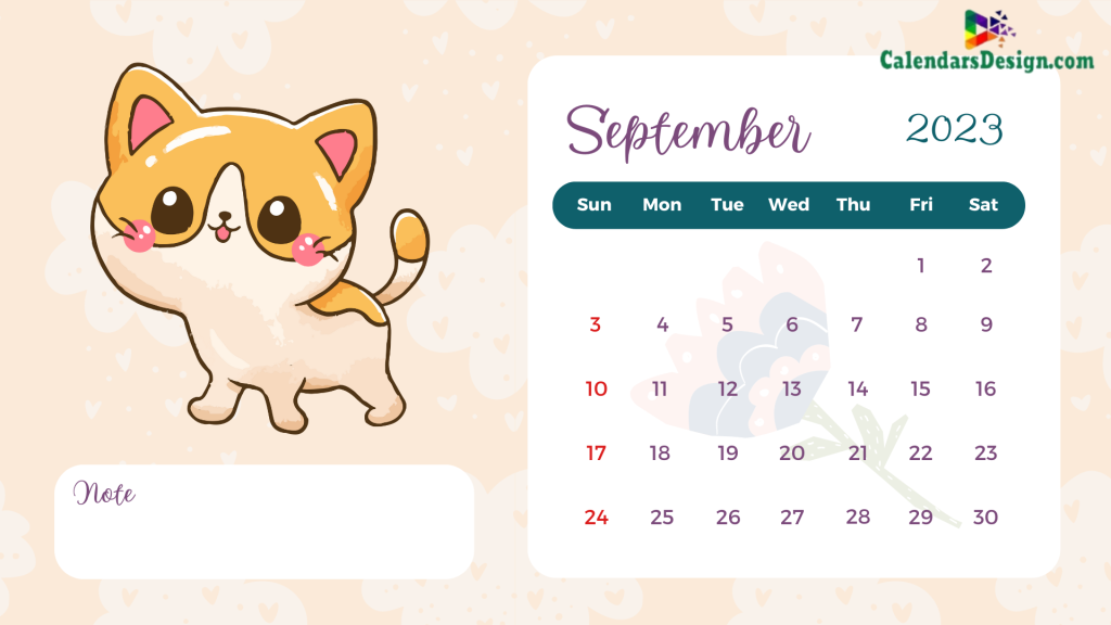 Latest September 2023 Cute Calendar