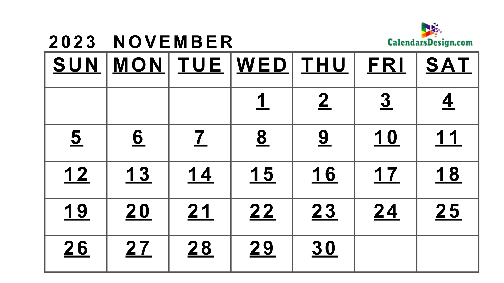 November 2023 Blank Calendar