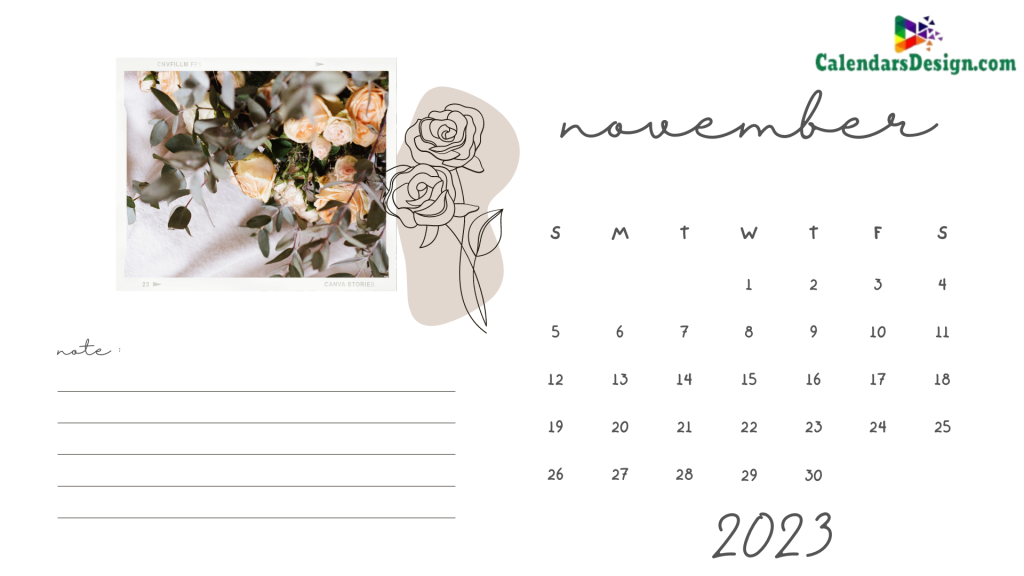 November 2023 Wall Calendar for Home