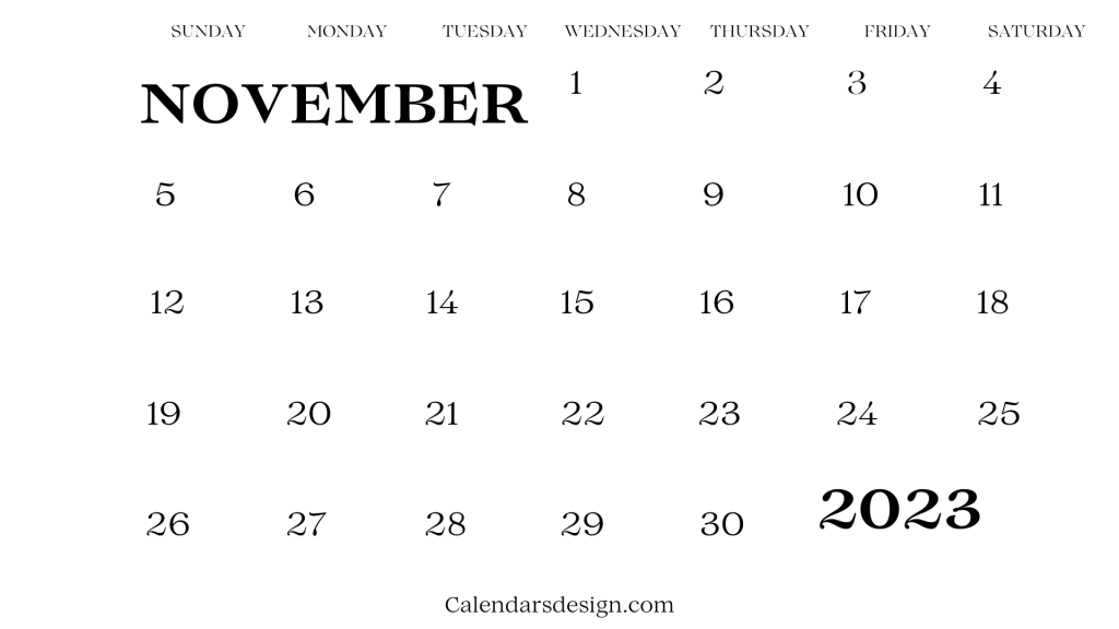 November Calendar 2023 PDF