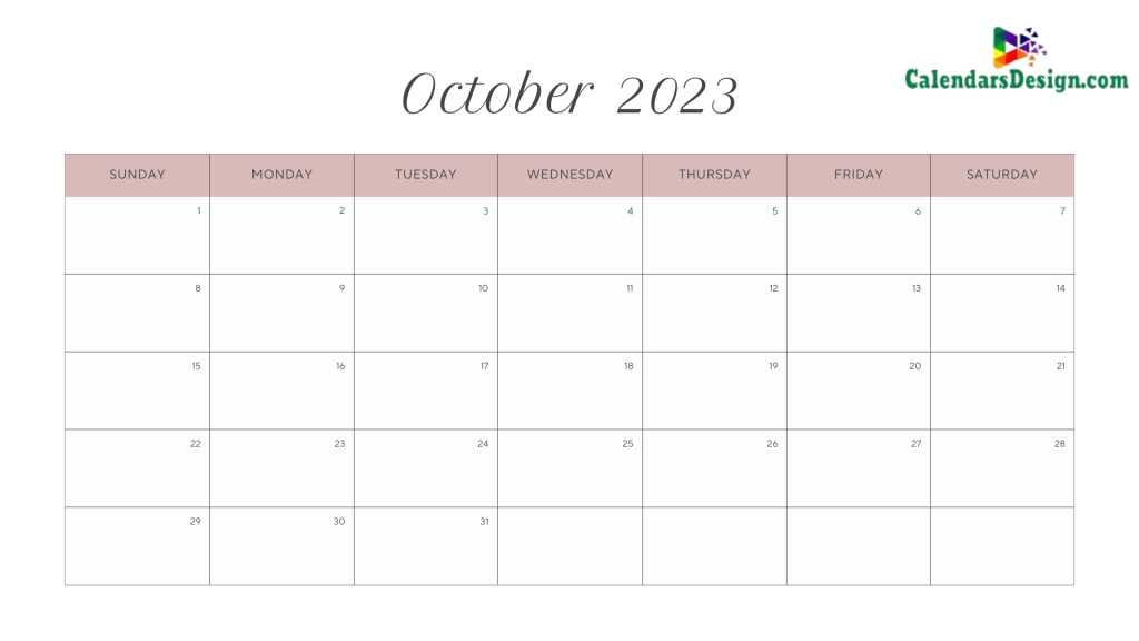October 2023 Calendar Cute