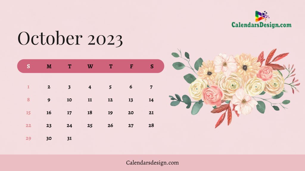 October 2023 Calendar Pink