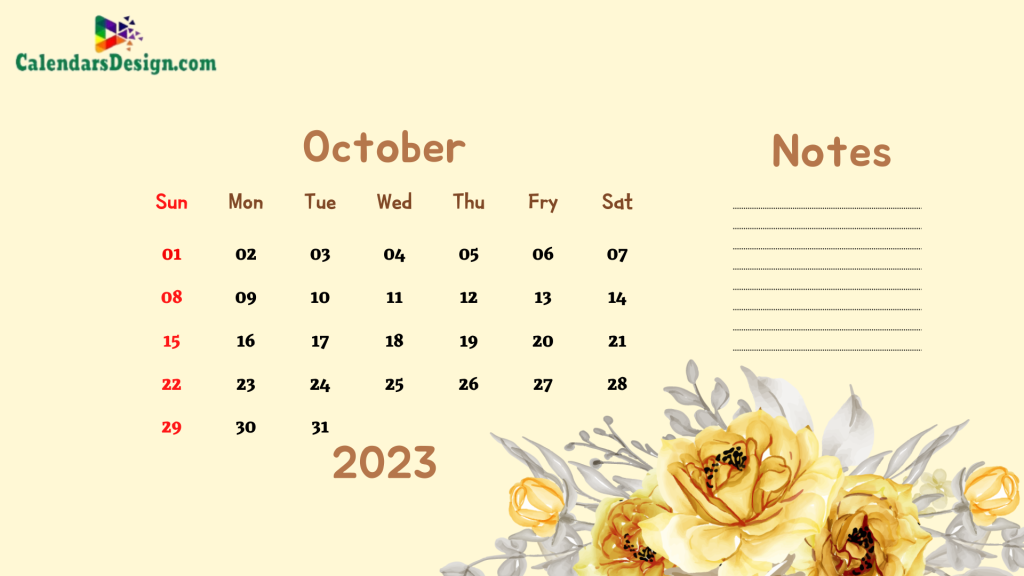October 2023 Calendar Tumblr